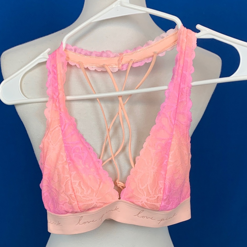 PINK Victoria's Secret Ombre Pink Lace Strappy Bralette